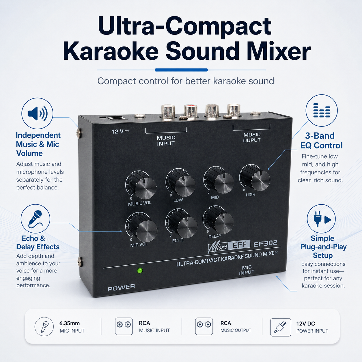 Mix Audio Music - Mini Karaoke Audio Mixer EF302 7